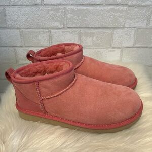 UGG Ultra Mini Pink Suede Boots Size 8